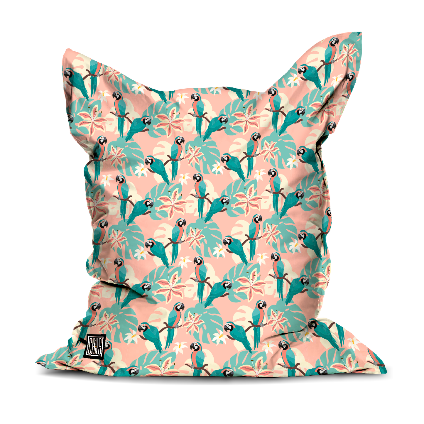 Pouf Géant | Collection Floral | Perroquets Pastel