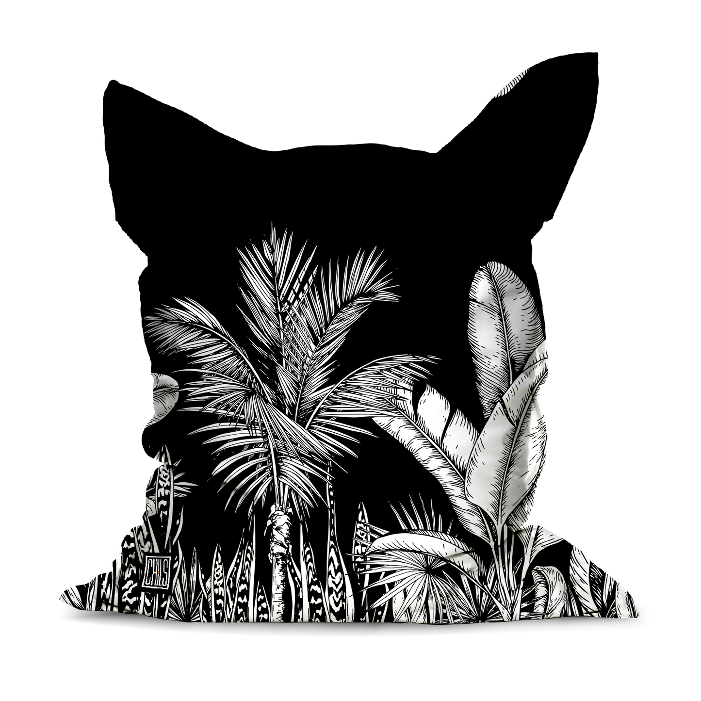 Pouf Géant | Collection Tropical Ethnic | Tropiques Luxuriantes – Noir Intense