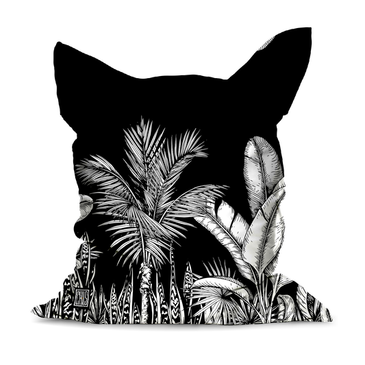 Pouf Géant | Collection Tropical Ethnic | Tropiques Luxuriantes – Noir Intense