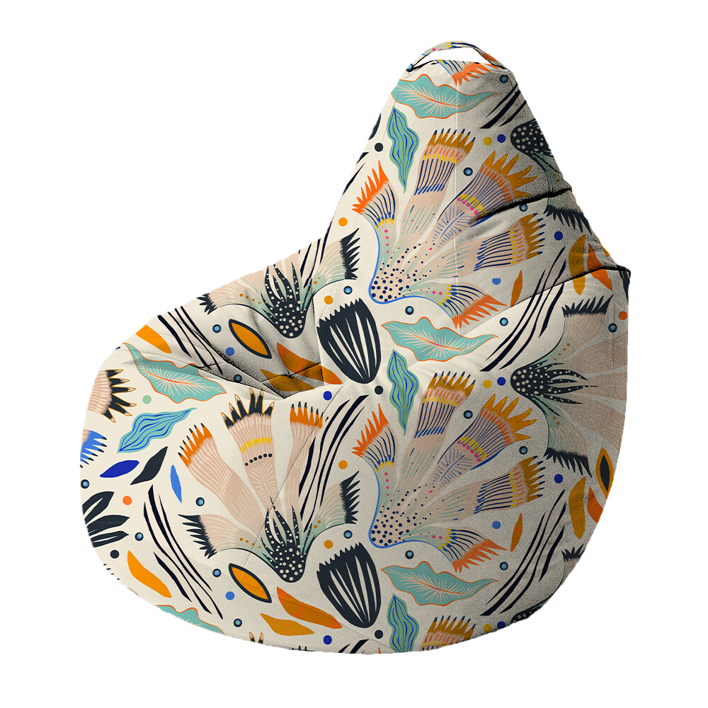 Bean Bag | Collection Floral | Motifs Floraux Stylisés Turquoise