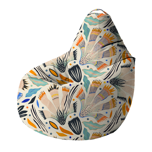 Bean Bag | Collection Floral | Motifs Floraux Stylisés Turquoise