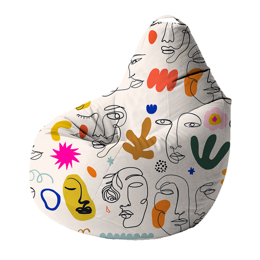 Bean Bag | Collection One Line | Portraits en Couleurs – Fond Blanc Cassé