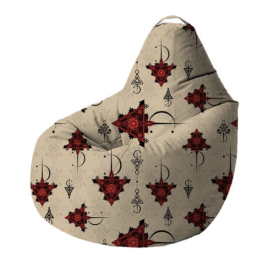 Bean Bag | Collection Berbère | Talismans Nomades – Rouge & Noir sur Fond Beige