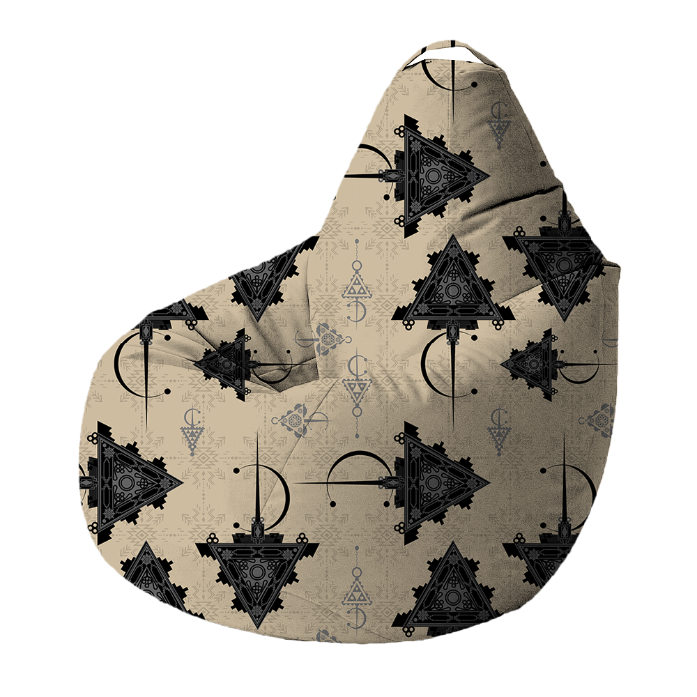 Bean Bag | Collection Berbère | Talismans Nomades – Noir sur Fond Beige