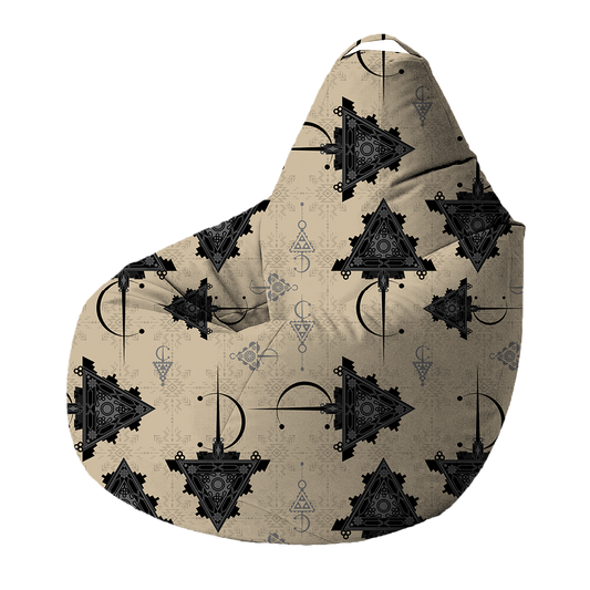 Bean Bag | Collection Berbère | Talismans Nomades – Noir sur Fond Beige