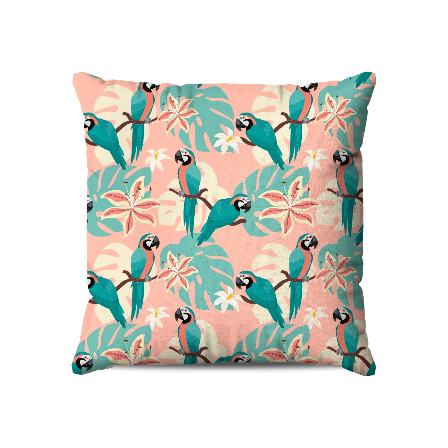 Coussin|  Collection Floral | Perroquets Pastel