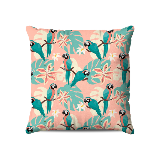 Coussin|  Collection Floral | Perroquets Pastel