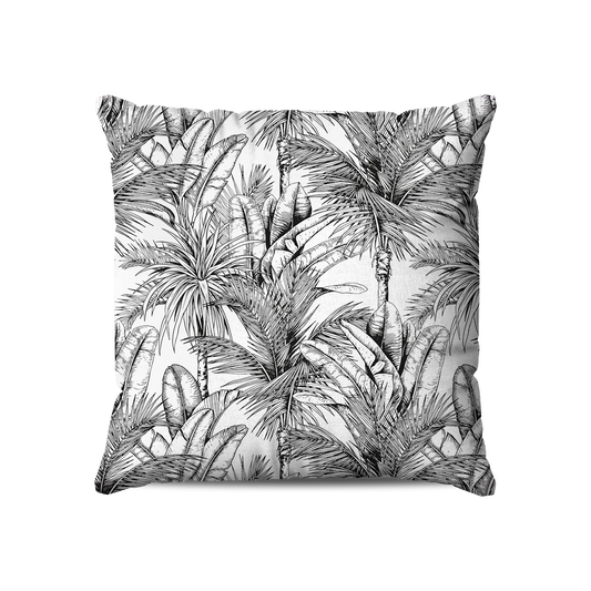 Coussin|  Collection Tropical Ethnic | Tropiques Luxuriantes – Fond Blanc