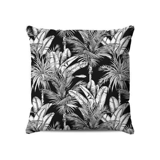 Coussin|  Collection Tropical Ethnic | Tropiques Luxuriantes – Noir Intense