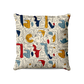 Coussin|  Collection One Line |  Visages Carrés Abstraits Colorés – Fond Beige