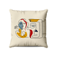 Coussin|  Collection One Line | Visages Duo – Fond Beige
