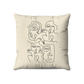 Coussin|  Collection One Line | Faces en Réseau – Traits Noirs sur Fond Beige