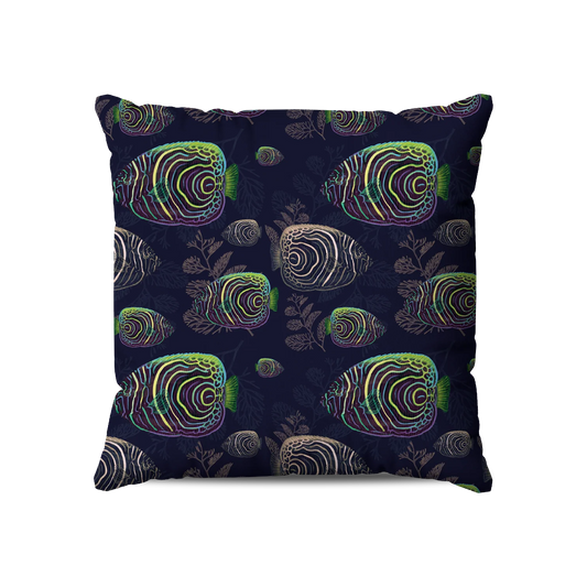 Coussin | Collection Aquarium | Abysses Dorées – Poissons Néon
