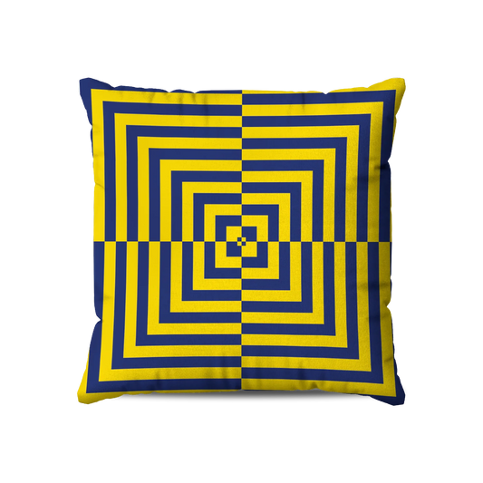 Coussin | Collection Summer Contrast | Spirale Optique – Marine & Soleil