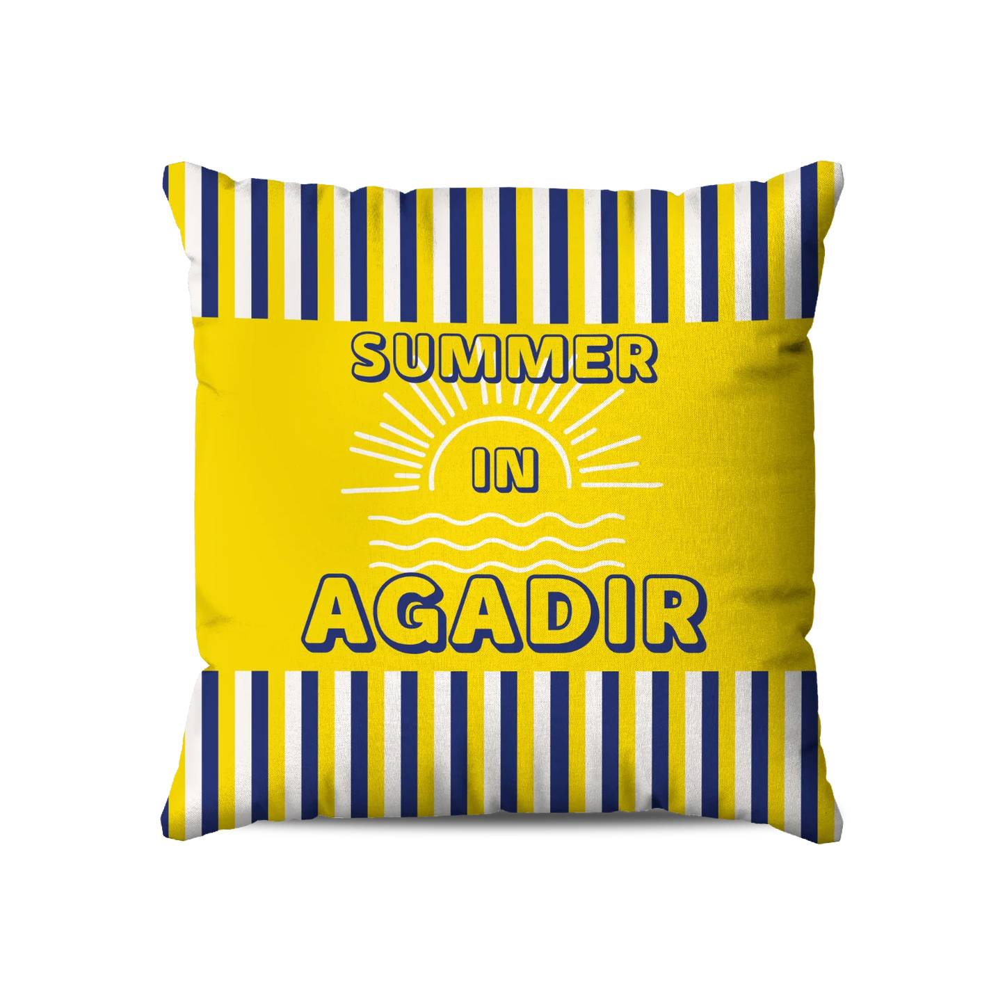 Coussin | Collection Summer Contrast | Summer in Agadir – Rayures Marine & Soleil