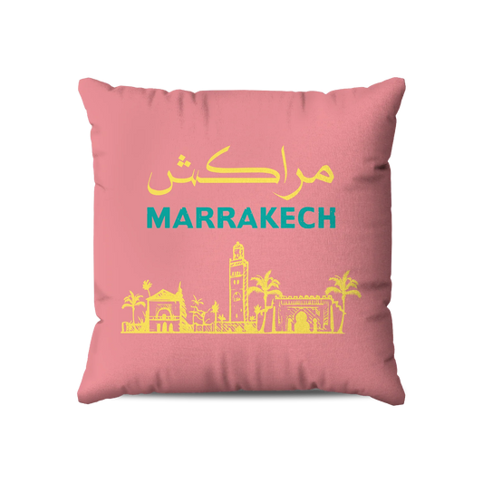 Coussin | Collection Summer Contrast | Marrakech Skyline – Rose & Émeraude