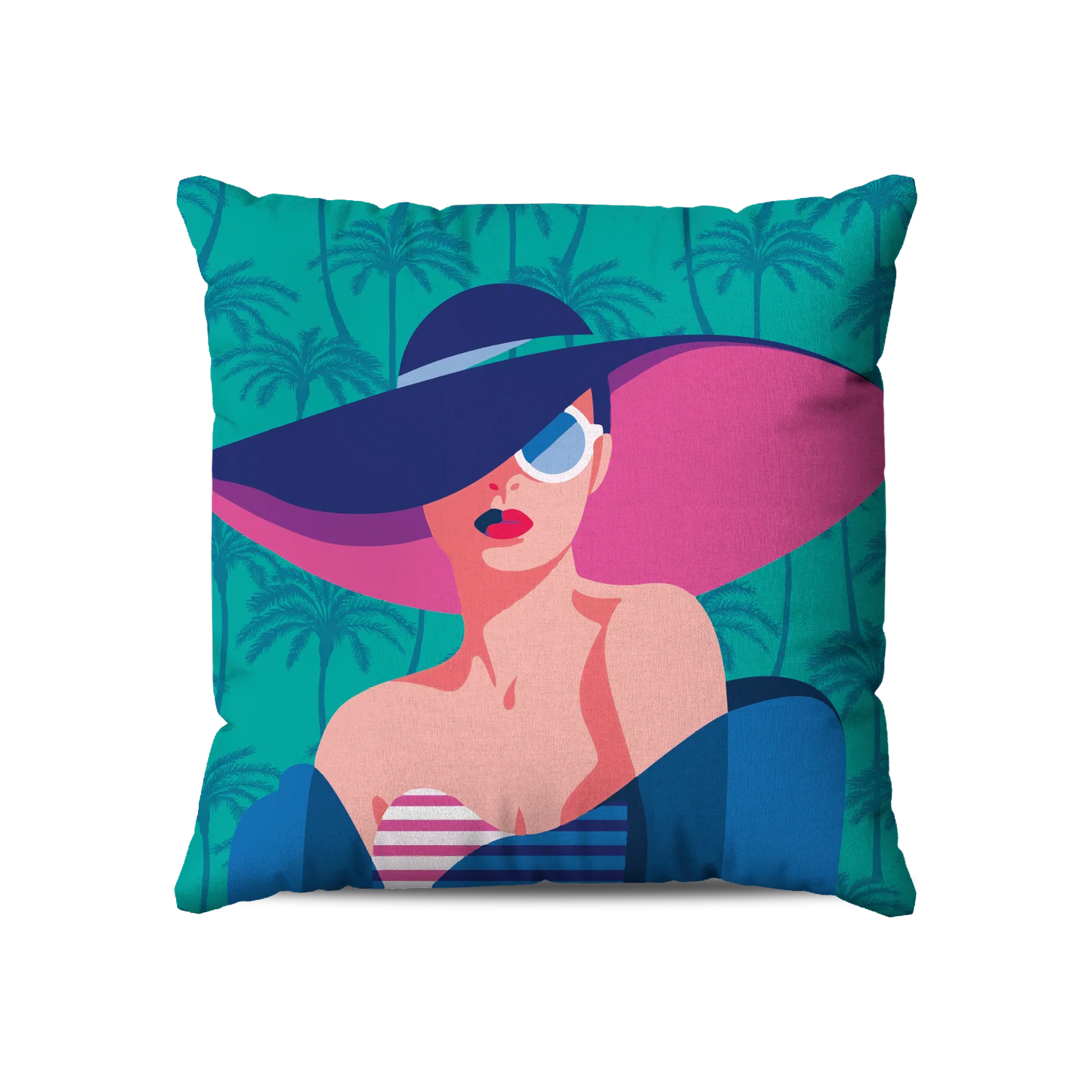 Coussin | Collection Summer Contrast | Palmiers Turquoise – Capeline