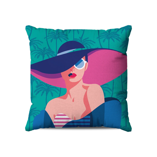 Coussin | Collection Summer Contrast | Palmiers Turquoise – Capeline