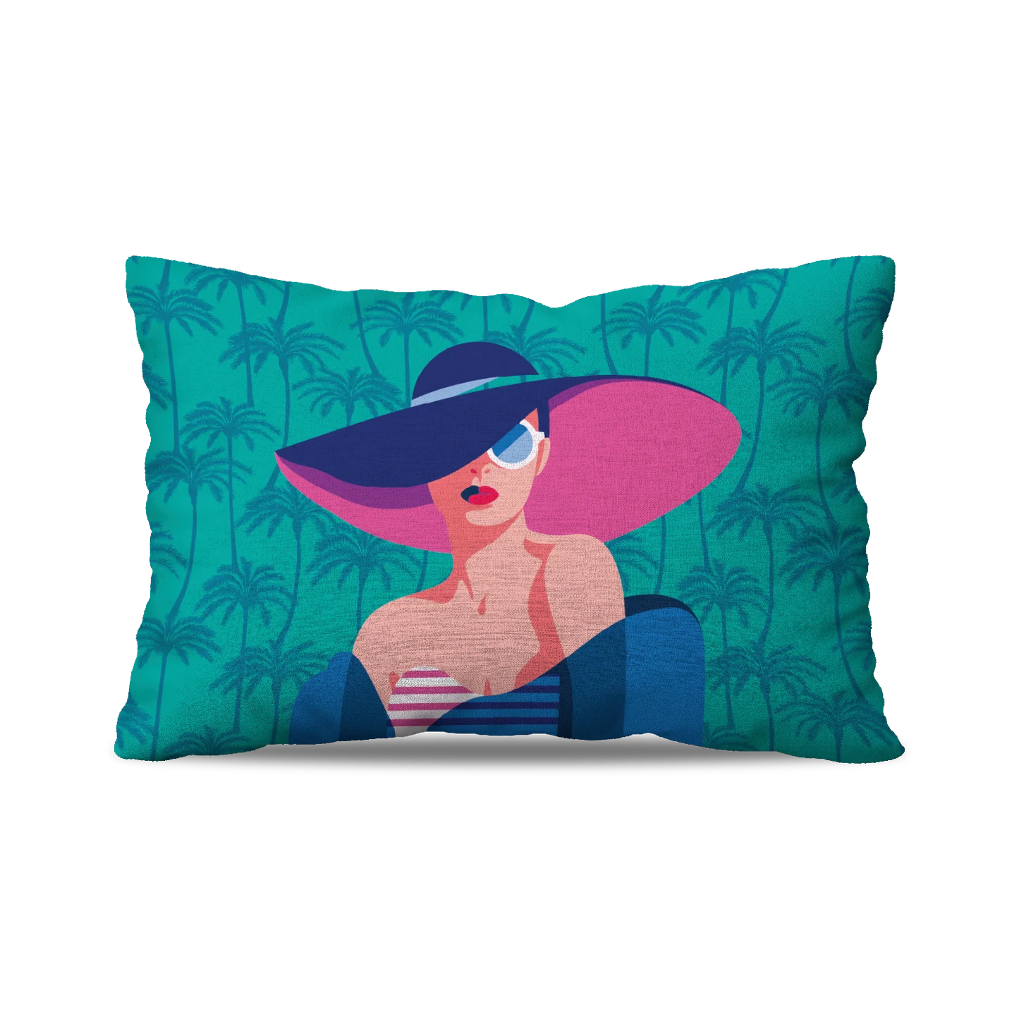 Coussin | Collection Summer Contrast | Palmiers Turquoise – Capeline