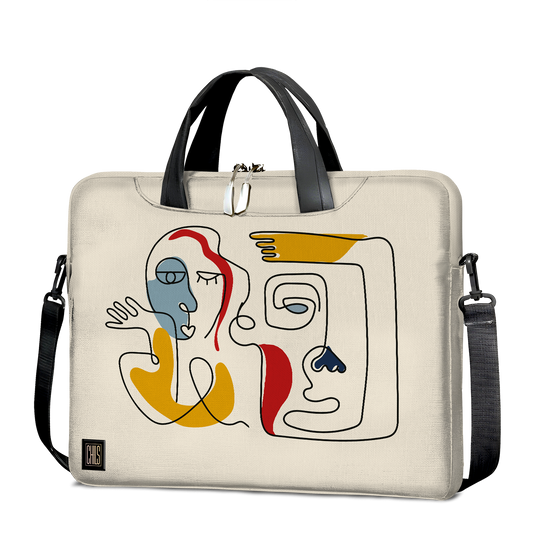 Sac à Bandoulière | Collection One Line | Visages Duo – Fond Beige