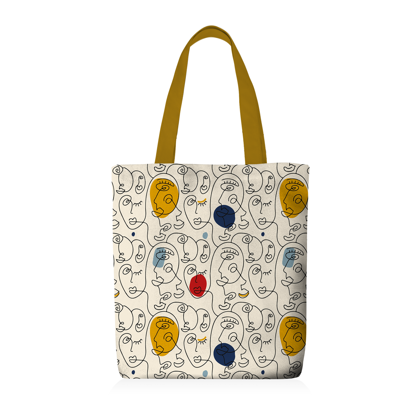 Tote Bag | Collection One Line | Visages Arrondis Abstraits Colorés – Fond Beige