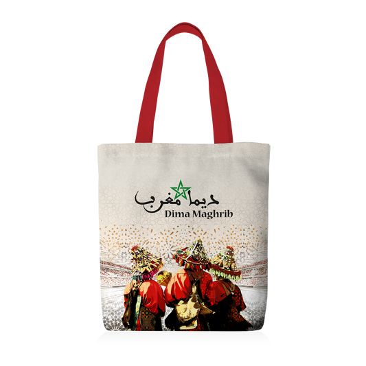 Tote Bag | Collection Maroc Football | Moroccan Legacy – Dima Maghrib (bretelles rouges)