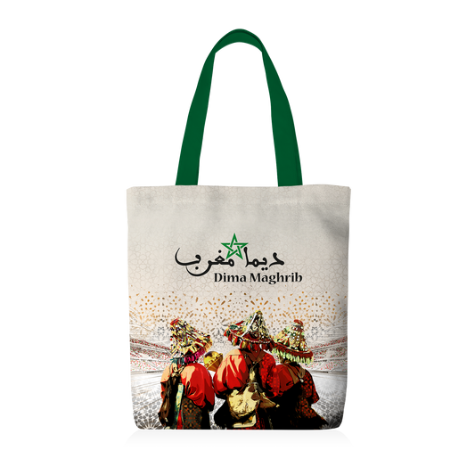 Tote Bag | Collection Maroc Football | Moroccan Legacy – Dima Maghrib (bretelles vertes)