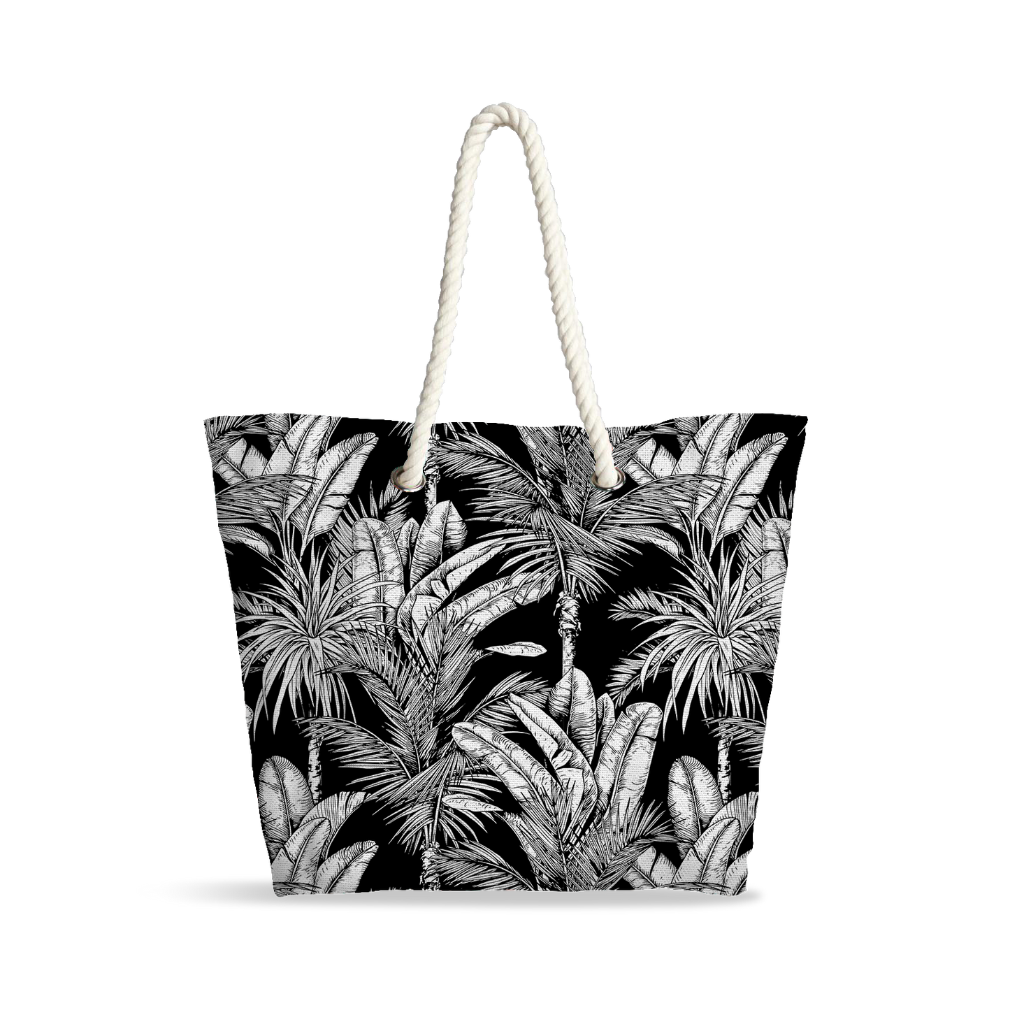 Sac Cabas | Collection Tropical Ethnic | Tropiques Luxuriantes – Noir Intense