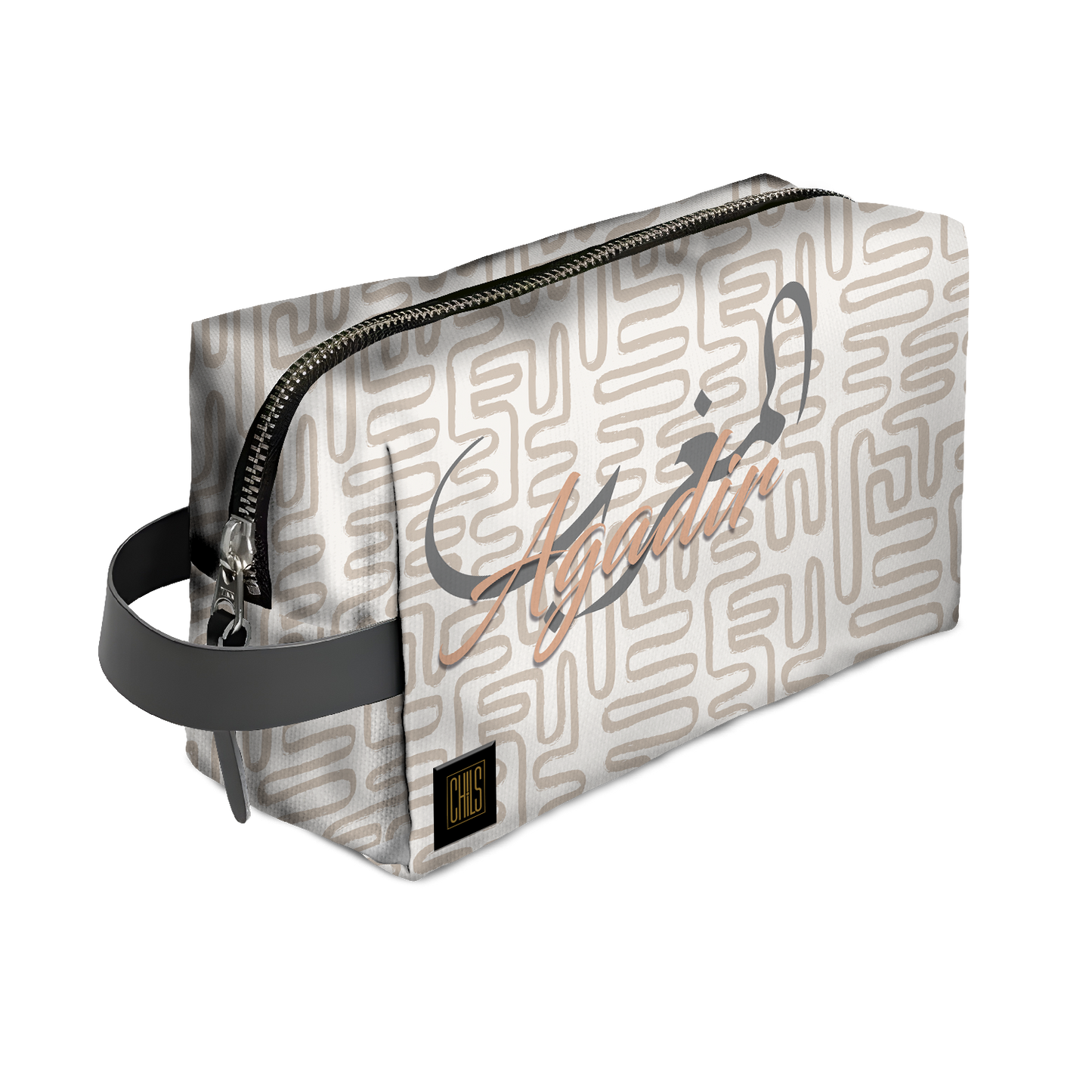 Trousse de Voyage | Collection Muted Tones | Lignes Abstraites – Almaghrib Agadir