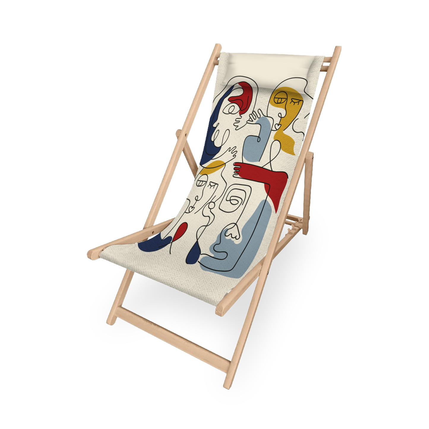 Chilienne | Collection One Line | Faces en Réseau – Couleurs Vives sur Fond Beige