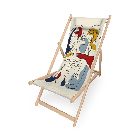 Chilienne | Collection One Line | Faces en Réseau – Couleurs Vives sur Fond Beige