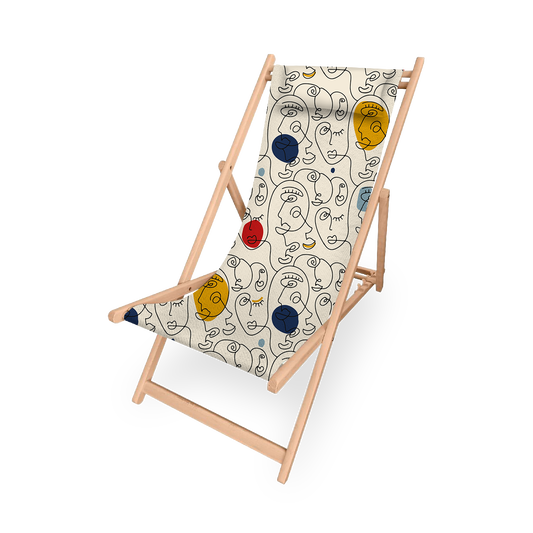 Chilienne | Collection One Line | Visages Arrondis Abstraits Coloré – Fond Beige