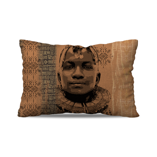 Coussin Rectangle | Collection African Ethnic | Noble Guerrier – Sépia