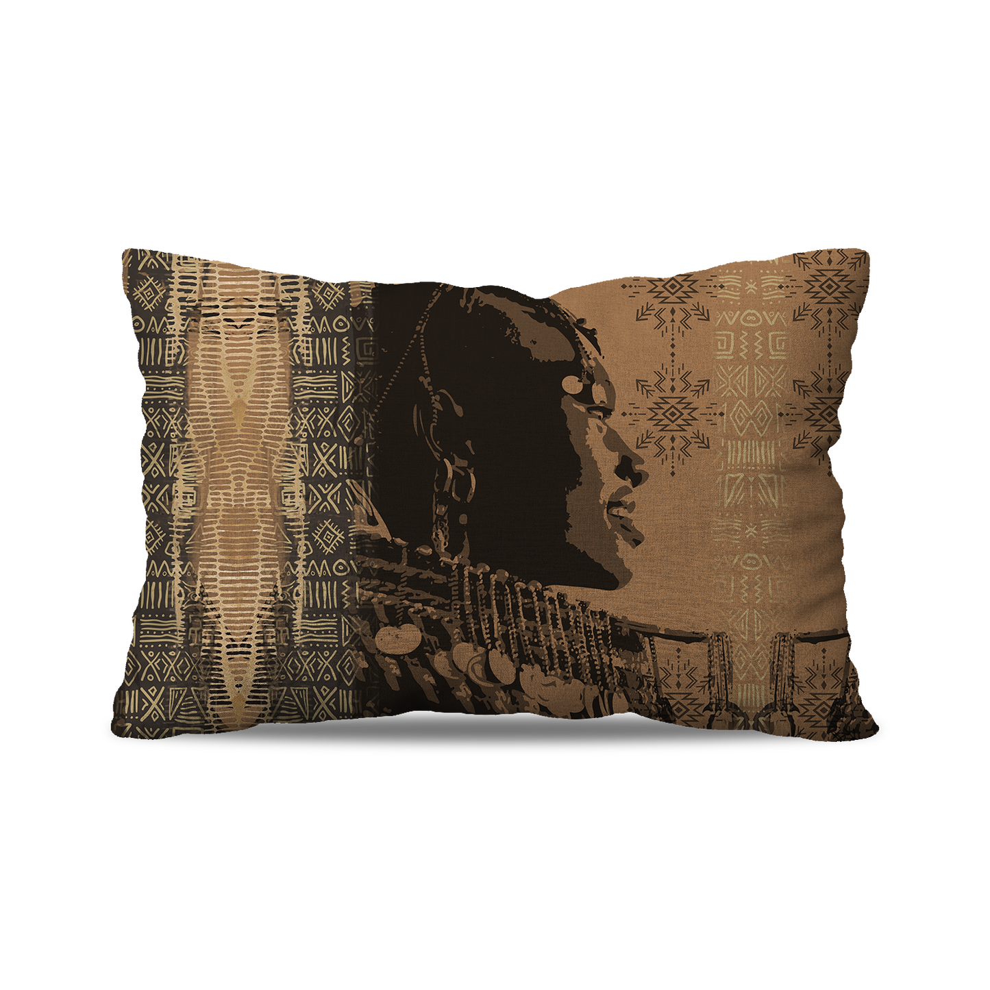 Coussin| Collection African Ethnic | Profil Impérial – Sépia