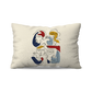 Coussin|  Collection One Line | Faces en Réseau – Couleurs Vives sur Fond Beige