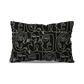 Coussin|  Collection One Line | Visages Carrés Abstraits – Blanc sur Fond Noir (Grand Format)