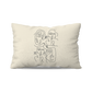 Coussin|  Collection One Line | Faces en Réseau – Traits Noirs sur Fond Beige