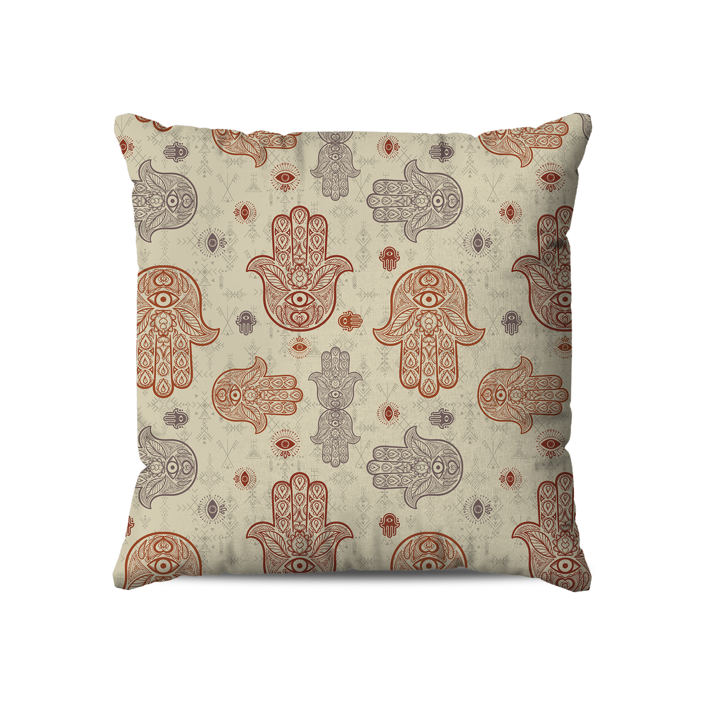 Coussin Carré | Collection Berbère | Khmissa – Ombre Sacrée – Rouge & Lavande