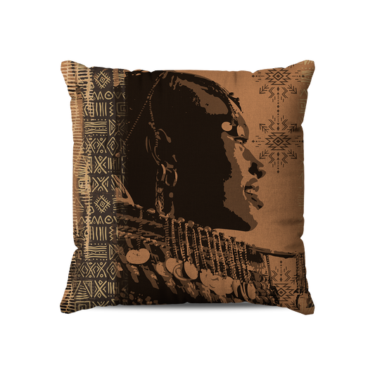 Coussin Carré | Collection African Ethnic | Profil Impérial – Sépia