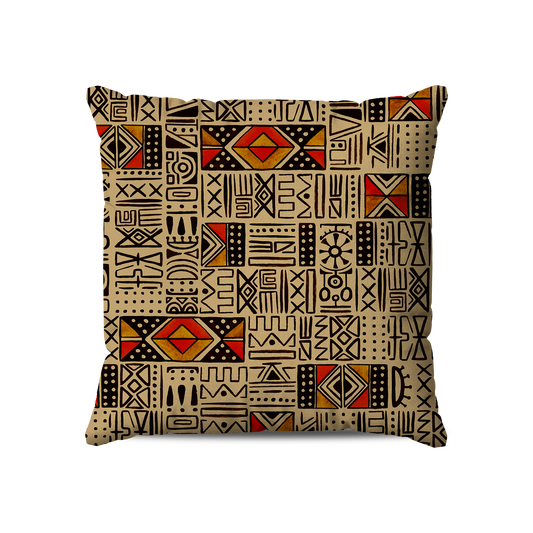 Coussin Carré | Collection African Ethnic | Mélange Tribal – Beige