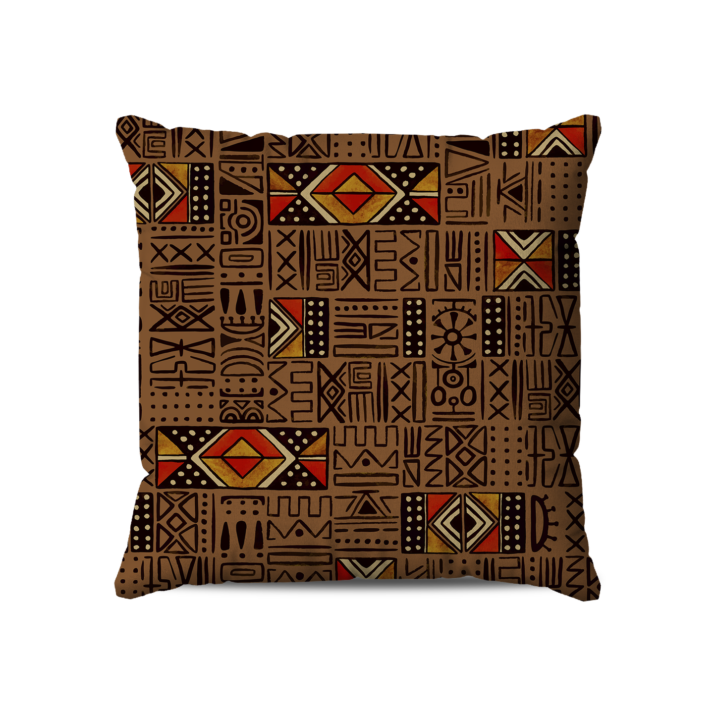 Coussin| Collection African Ethnic | Mélange Tribal – Brun & Rouge