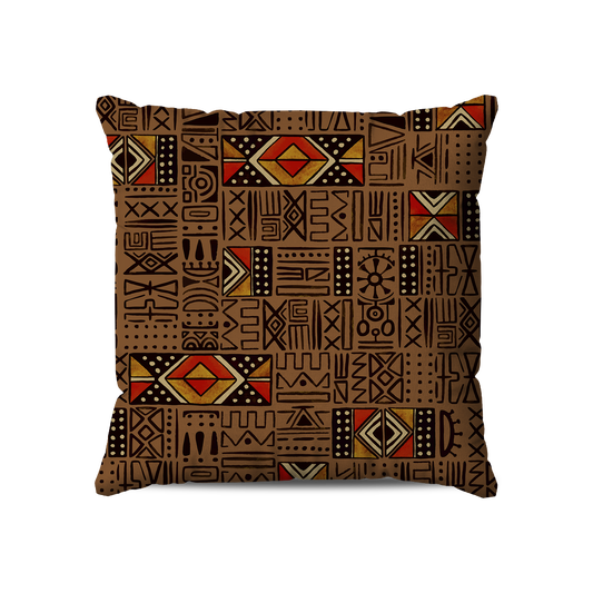 Coussin| Collection African Ethnic | Mélange Tribal – Brun & Rouge