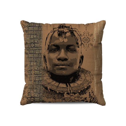 Coussin| Collection African Ethnic | Noble Guerrier – Sépia