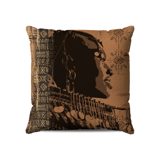 Coussin| Collection African Ethnic | Profil Impérial – Sépia
