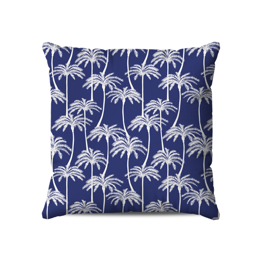 Coussin | Collection Summer Contrast | Palmiers Blancs - Fond Bleu