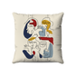 Coussin|  Collection One Line | Faces en Réseau – Couleurs Vives sur Fond Beige
