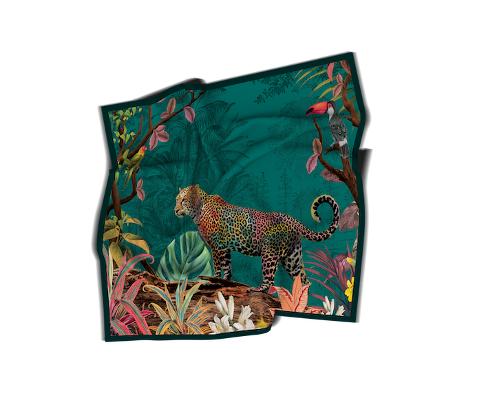 Carré en soie technique | Collection Summer Contrast | Jungle Vibrante
