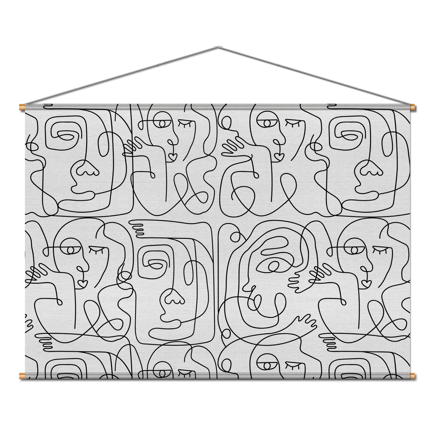 Kakémono | Collection One Line | “Visages Abstraits – Noir et Blanc”