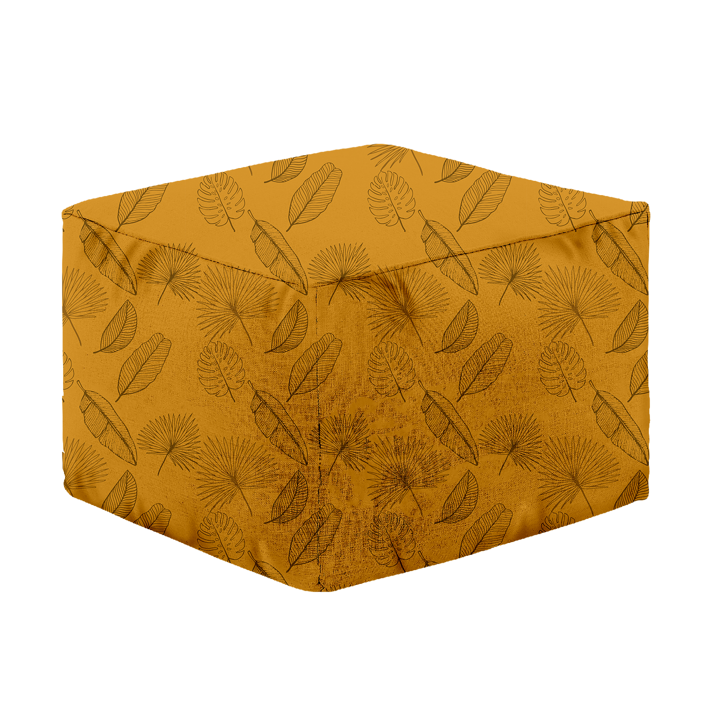 Pouf Cube | Collection Jungle Savane | Palmes Sauvages