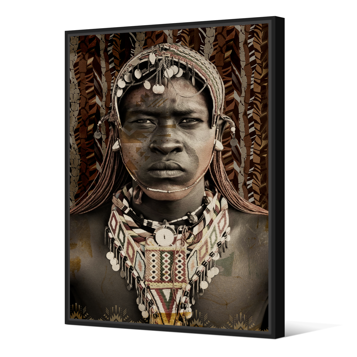 Tableau avec Cache Clou | Collection African Ethnic | Homme Tribal Kenyan